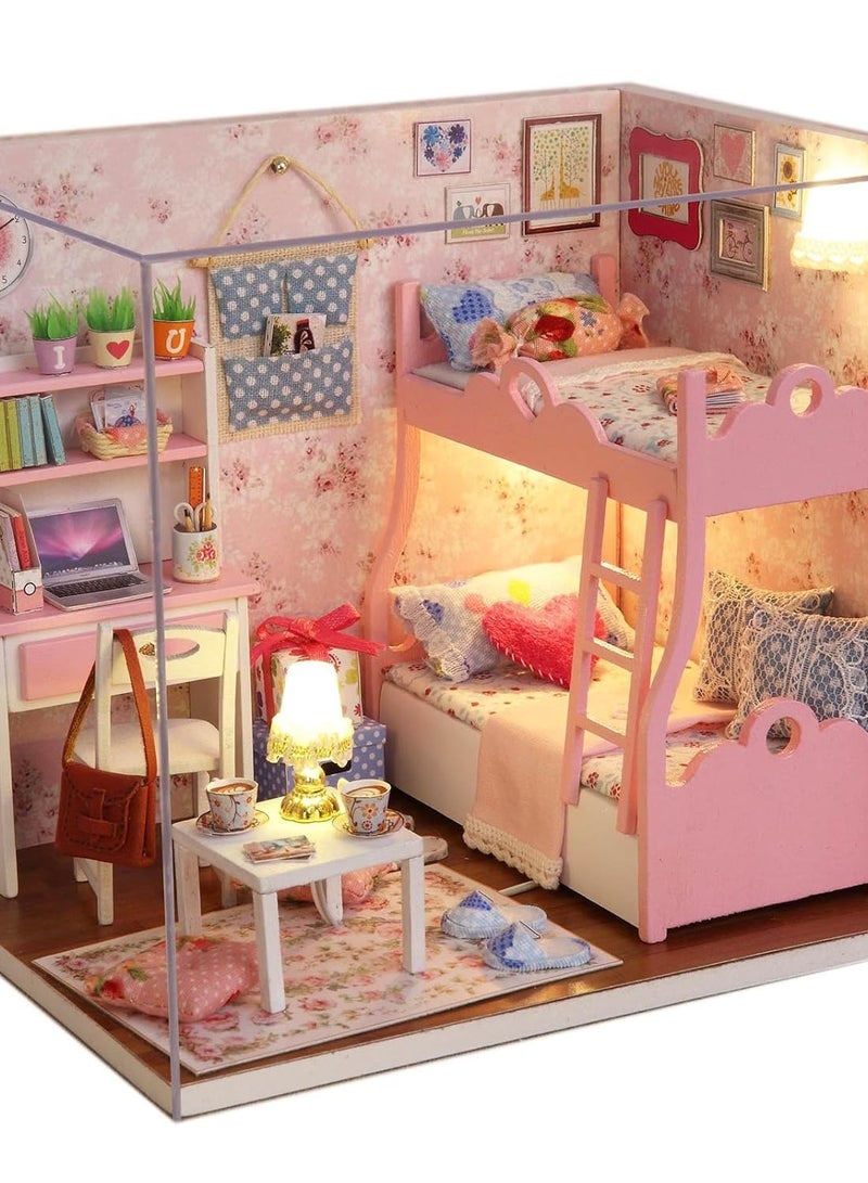 Ogrmar Wooden Dollhouse Miniatures DIY House Kit With Cover and Led Light-Blossom Age - Image 1