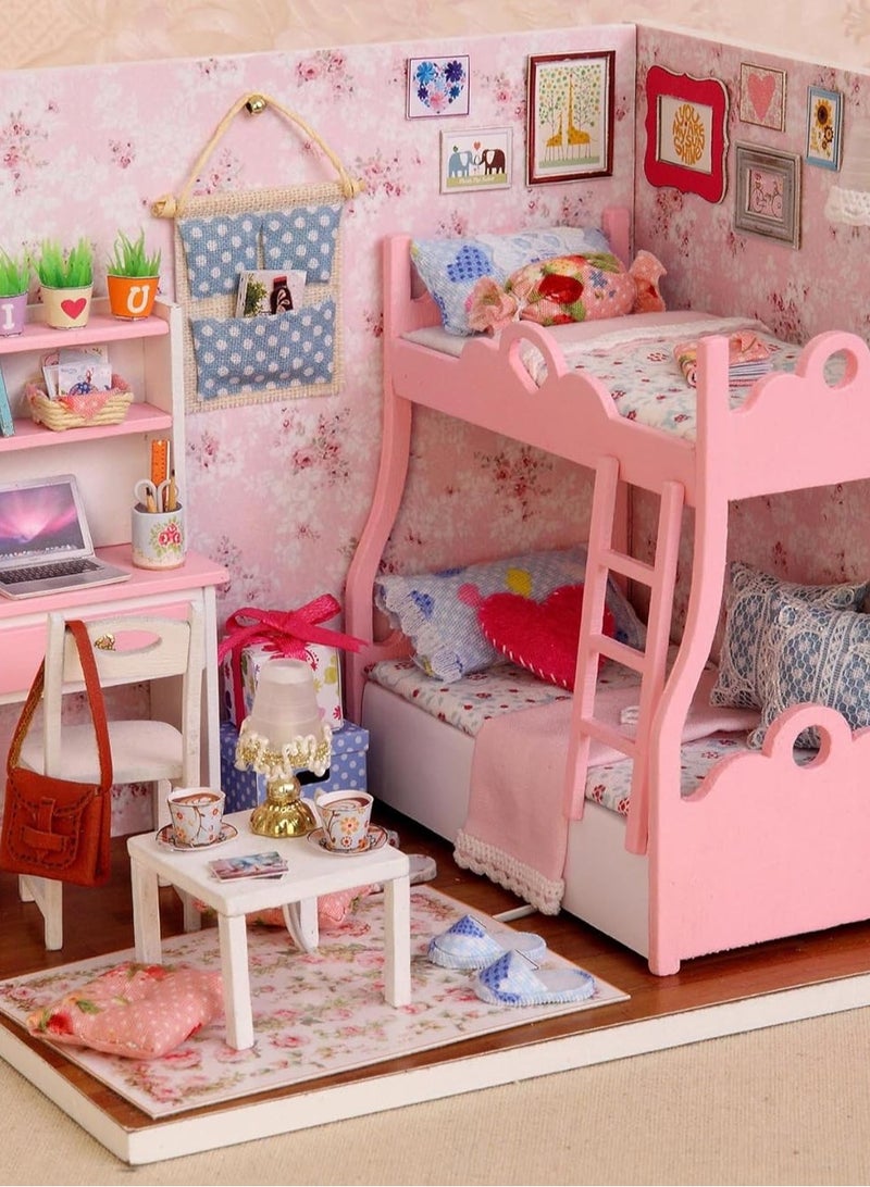 Ogrmar Wooden Dollhouse Miniatures DIY House Kit With Cover and Led Light-Blossom Age - Image 2