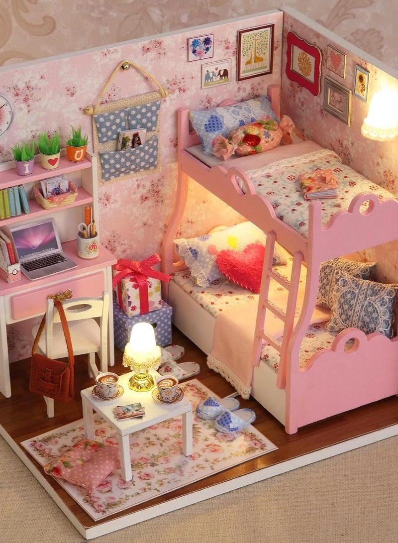 Ogrmar Wooden Dollhouse Miniatures DIY House Kit With Cover and Led Light-Blossom Age - Image 3