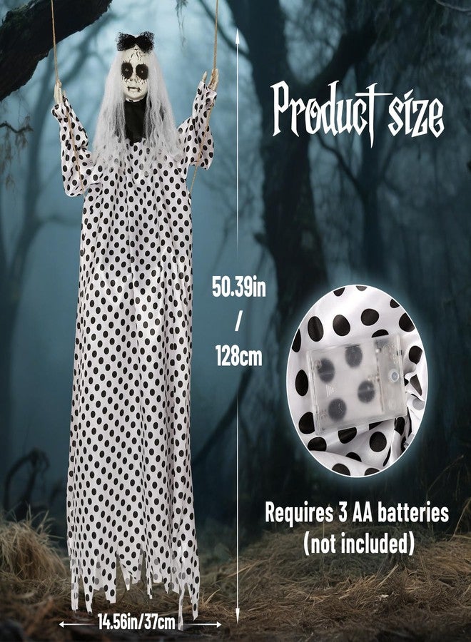 دمية أشباح بيضاء متأرجحة معلقة من هوملكس بطول 50 بوصة، مزودة بعيون LED مضيئة، مناسبة للهالوين، للاستخدام الداخلي والخارجي - Image 2