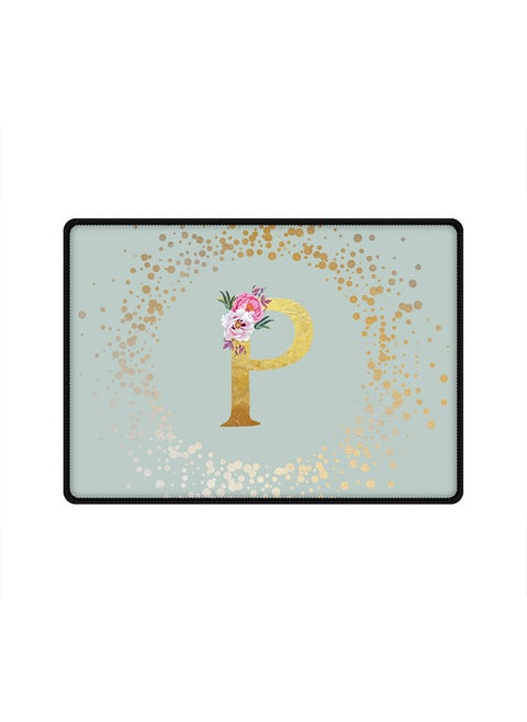 Designer Gaming Mouse Pad Anti-Skid Mousepad Large Keyboard Mouse Pad Desk Mat Custom Monogram Initial Letter Floral Pattern Alphabet - P(Light Grey)