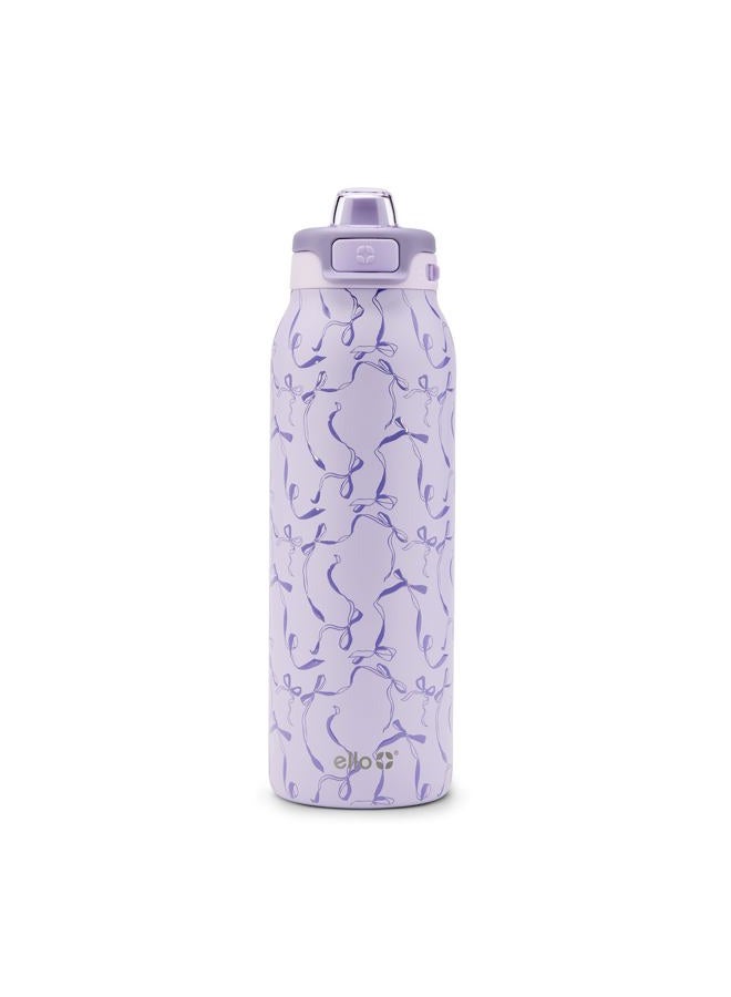 Ello زجاجة ماء ستانلس ستيل سعة 32 أونصة بتقنية التعبئة السريعة، مزدوجة الجدران ومعزولة بالفراغ، غطاء قفل مانع للتسرب، قشة وشرب، قابلة لإعادة الاستخدام، خالية من BPA، خذ قوسًا - Image 1