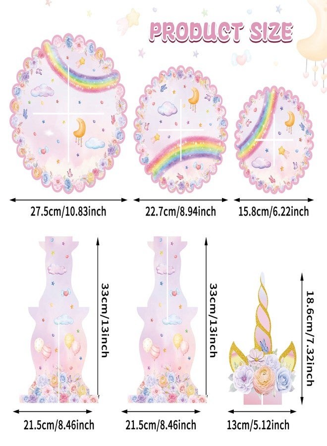 MOAXMOA Unicorn Cupcake Stand, 3-Tier Unicorn Rainbow Cupcake Holder Unicorn Birthday Decorations Cake Stand Cardboard Dessert Tower for Holiday, Birthday, Wedding Party - Image 2