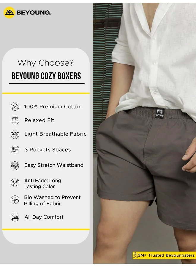 Beyoung Plain Grizzle Gray Mens Boxer