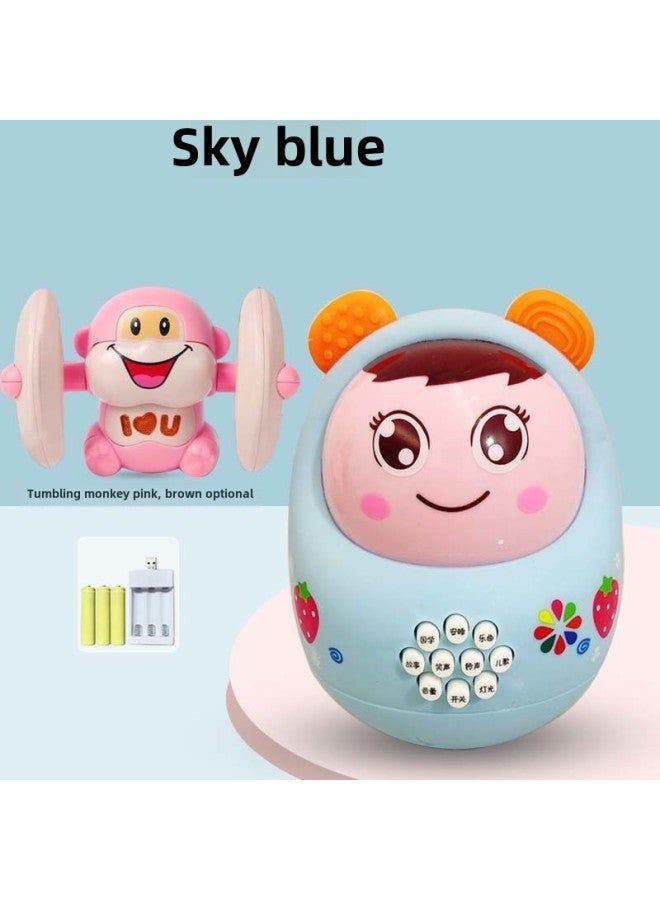 Tumbler Small Toy Toy Baby 6 To 12 Months Over 3 Educational Children Children 0-1 12 Years Old Early Education 8-Color:Male Treasure Tooth Gum Tumbler + Tumbling Monkey-Specifications:Battery Package  - Image 1