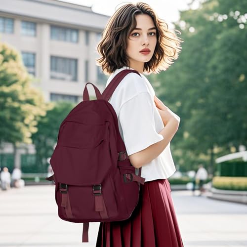 coowoz Lightweight School Bag Casual Daypack College Laptop Backpack for Men Women Water Resistant Travel Rucksack for Sports High School Middle Bookbag for girls(Red) - Image 3