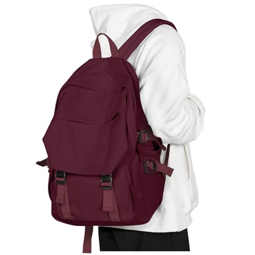 coowoz Lightweight School Bag Casual Daypack College Laptop Backpack for Men Women Water Resistant Travel Rucksack for Sports High School Middle Bookbag for girls(Red) - Image 1