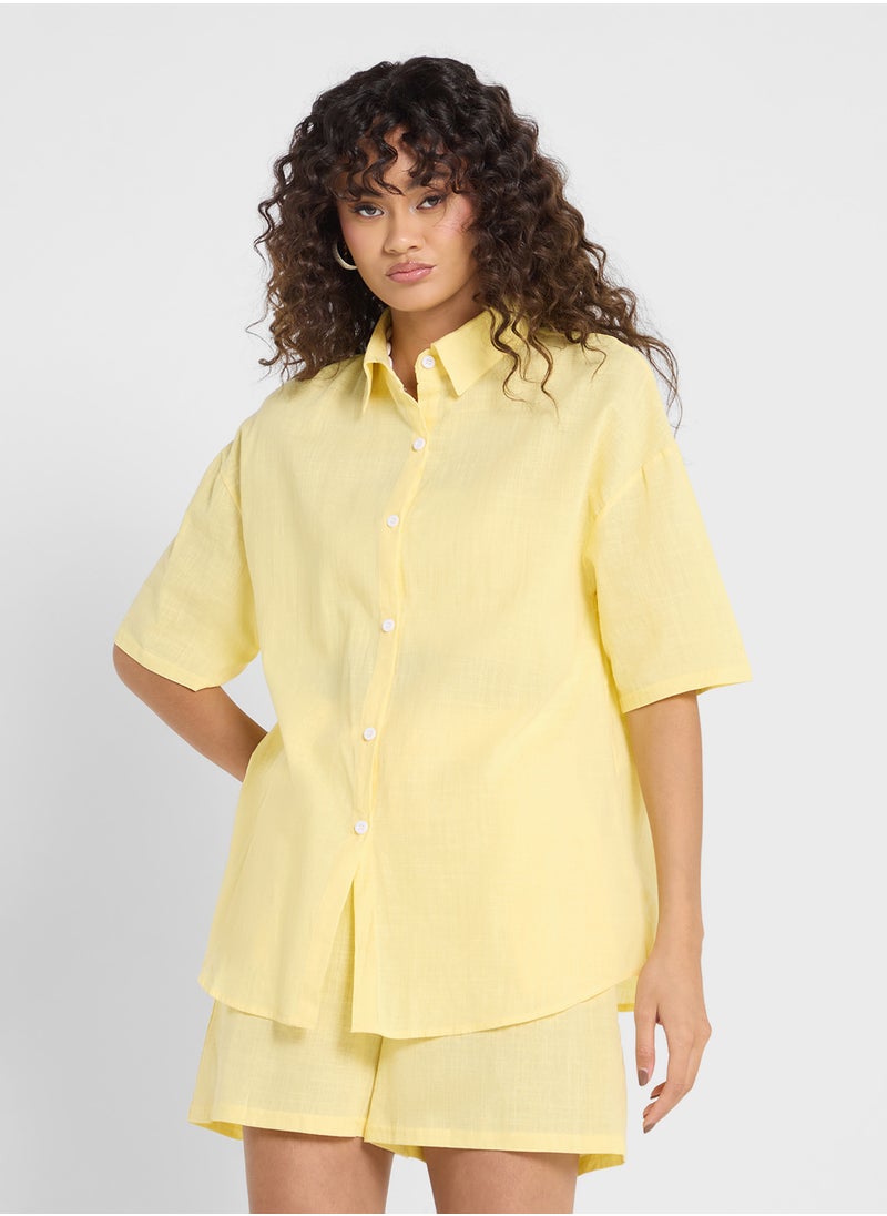 Ginger Linen Shirt & Short Coord Set  - Image 3