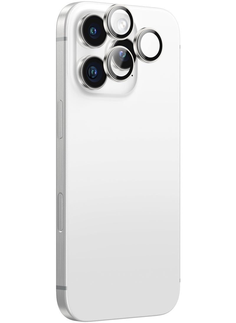 AMAZINGthing Supreme Tempered Glass for iPhone 16 PRO and iPhone 16 Pro MAX Camera Lens Protector Aluminum AR Lens Defender - Silver  - Image 1