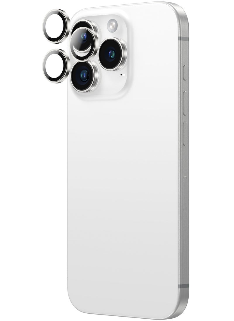 AMAZINGthing Supreme Tempered Glass for iPhone 16 PRO and iPhone 16 Pro MAX Camera Lens Protector Aluminum AR Lens Defender - Silver  - Image 3