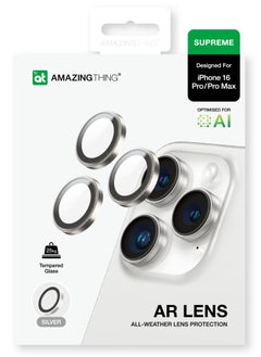 AMAZINGthing Supreme Tempered Glass for iPhone 16 PRO and iPhone 16 Pro MAX Camera Lens Protector Aluminum AR Lens Defender - Silver  - Image 4