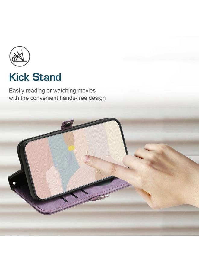 اس-توب جراب هاتف جلدي لهاتف Samsung Galaxy M62 / F62 مع مشبك جانبي وحزام يد مزدوج الطي - Image 5