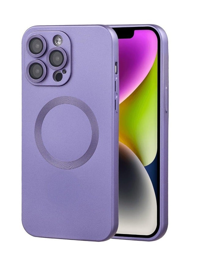 ShebSheb iPhone 15 Pro Case, Matte Magnetic Phone Cases with Camera Lens Protector [Compatible with MagSafe] Soft TPU Shockproof Protective Cover - Image 1