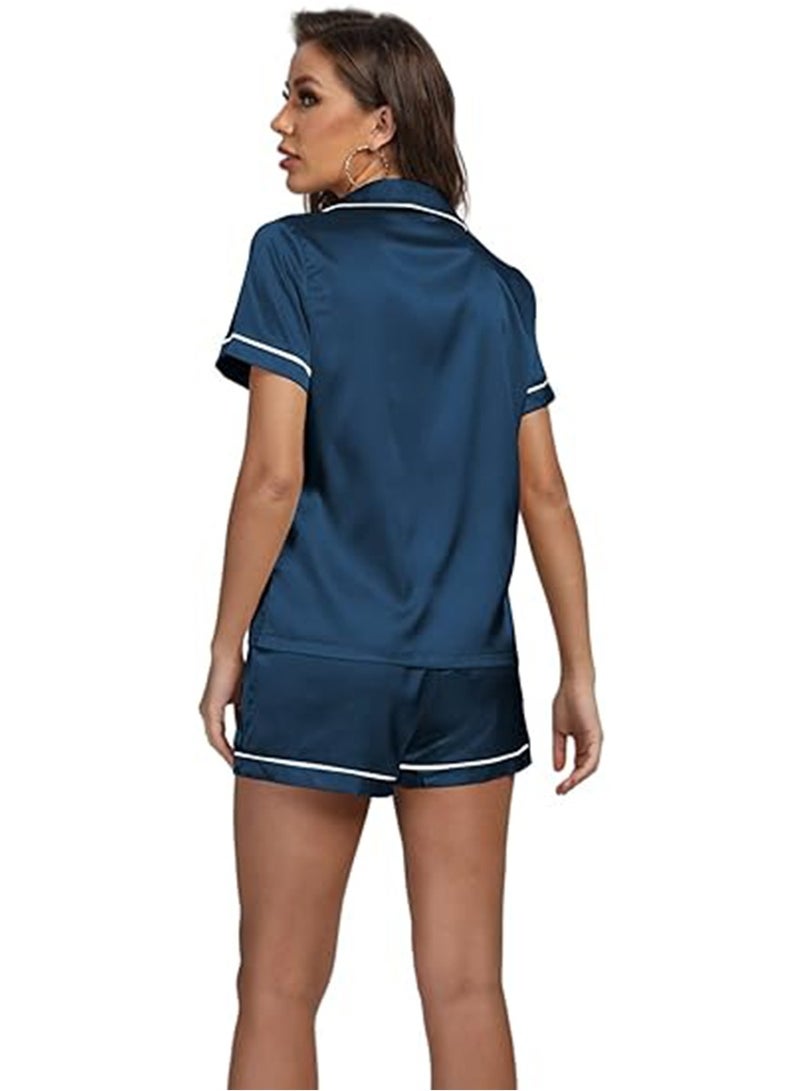 Caprisious Satin Silk Women's Pajama Set - 2-Piece Summer Sleepwear, Button-Down Top and Shorts, Available in Sizes  - Image 5