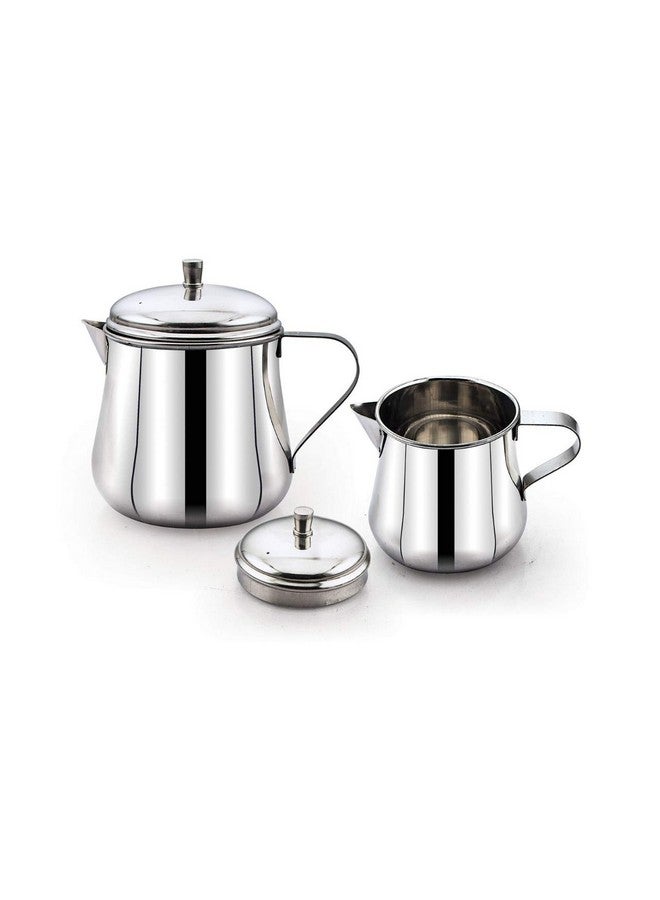 Expresso Set of 2 Stainless Steel Tea and Coffee Pot | Serving Stainless Steel Teapot with Lid | Pack of Two 175ml & 280 ml Tea Serving Pot - Image 1