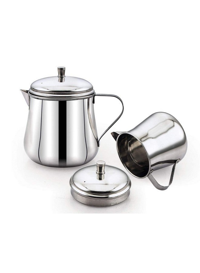 Expresso Set of 2 Stainless Steel Tea and Coffee Pot | Serving Stainless Steel Teapot with Lid | Pack of Two 175ml & 280 ml Tea Serving Pot - Image 2