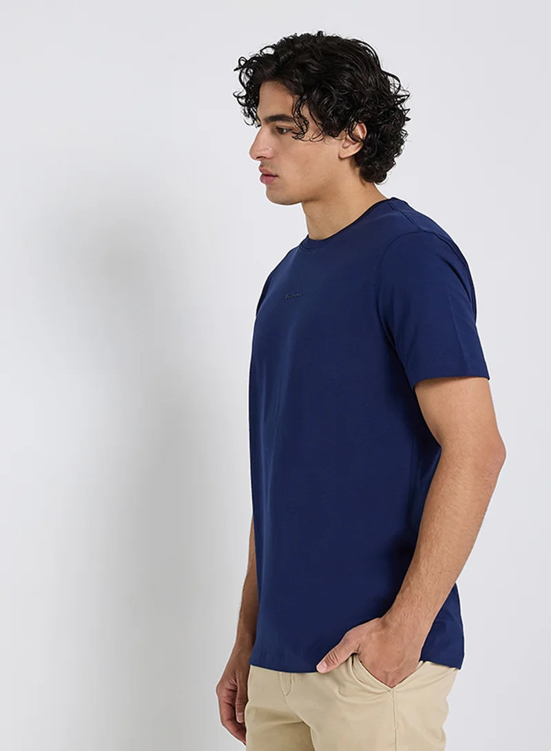 Ben Sherman Spandex Logo Embroidered Crew Neck T-Shirt
