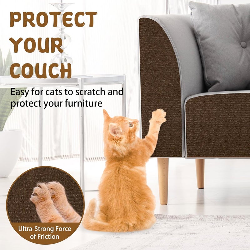 LSGCQ Climbing Cat Scratcher Mat Trimmable Cat Scratching Post Carpet 78.7’’x15.8’’ Self Adhesive Carpet Mat Pad Replacement for Cat Tree Shelves Post Couch Wall Furniture Steps DIY Protector (Brown) - Image 4