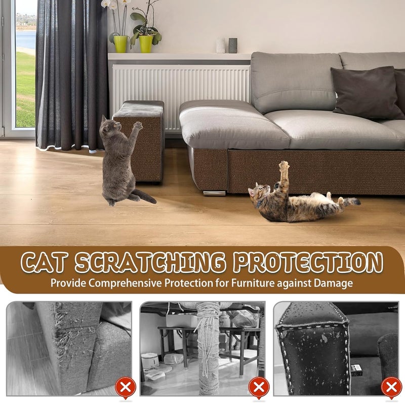 LSGCQ Climbing Cat Scratcher Mat Trimmable Cat Scratching Post Carpet 78.7’’x15.8’’ Self Adhesive Carpet Mat Pad Replacement for Cat Tree Shelves Post Couch Wall Furniture Steps DIY Protector (Brown) - Image 5