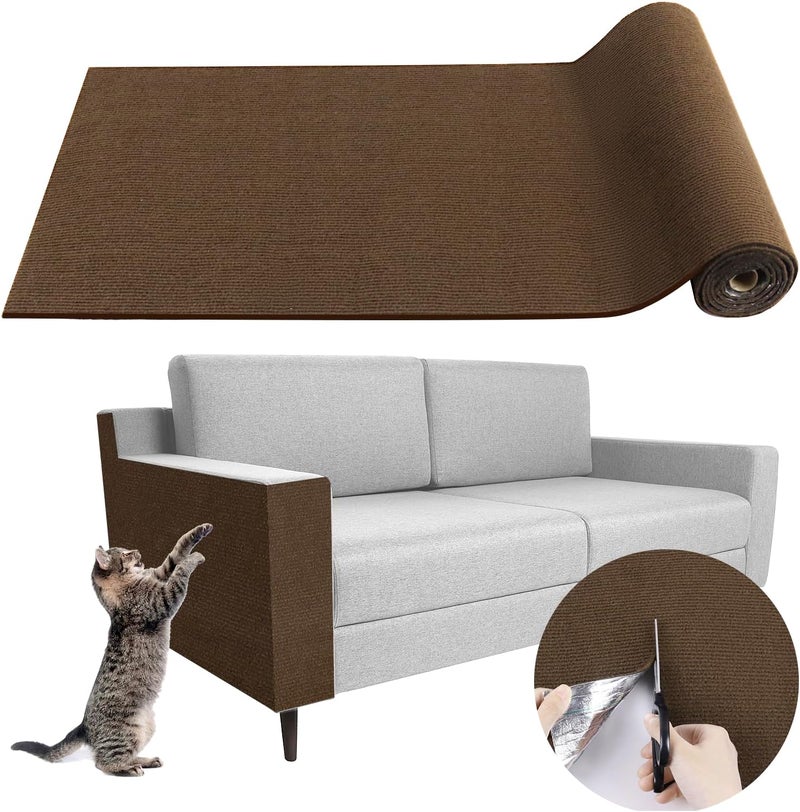 LSGCQ Climbing Cat Scratcher Mat Trimmable Cat Scratching Post Carpet 78.7’’x15.8’’ Self Adhesive Carpet Mat Pad Replacement for Cat Tree Shelves Post Couch Wall Furniture Steps DIY Protector (Brown) - Image 1