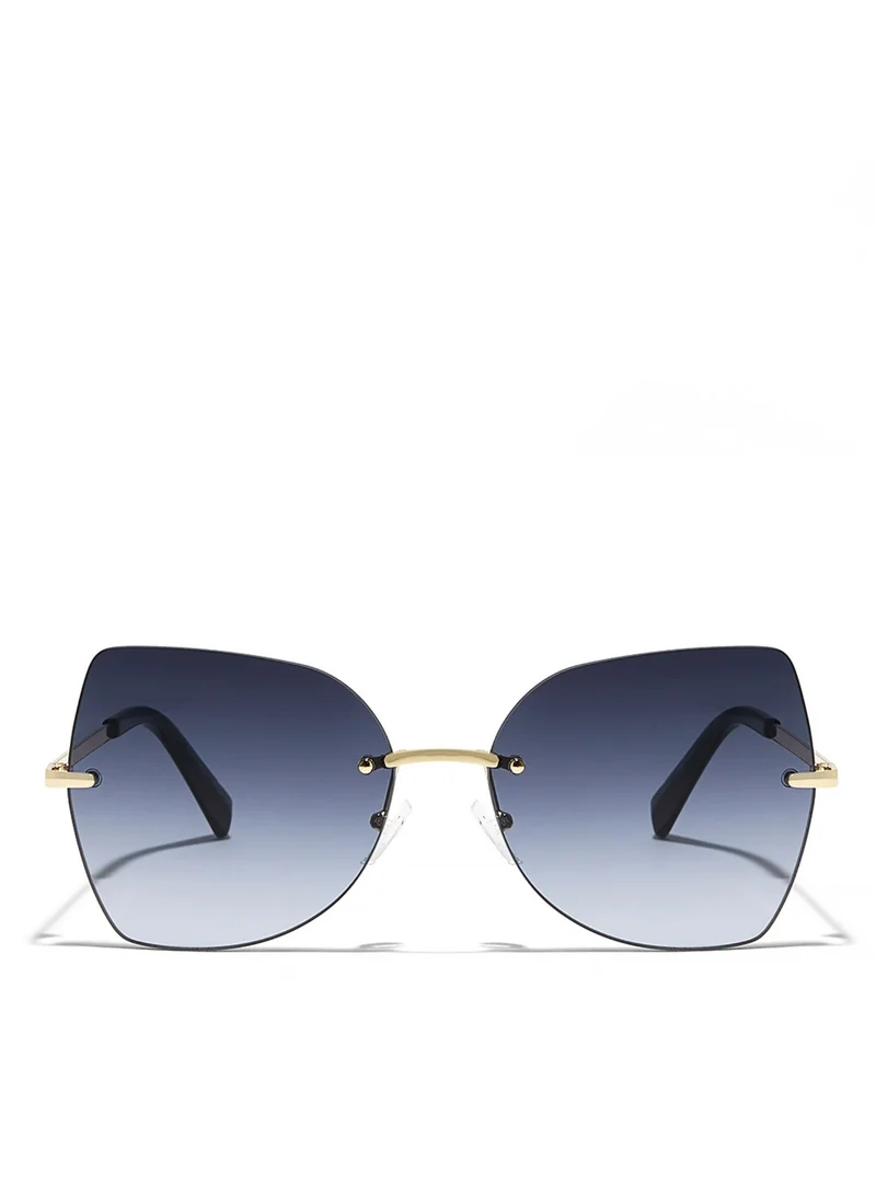 Blackout Naomi Women Gold Sunglasses - Frame Material: Metal - Frame Color: Gold-Lens Color: Gray - Full Rim