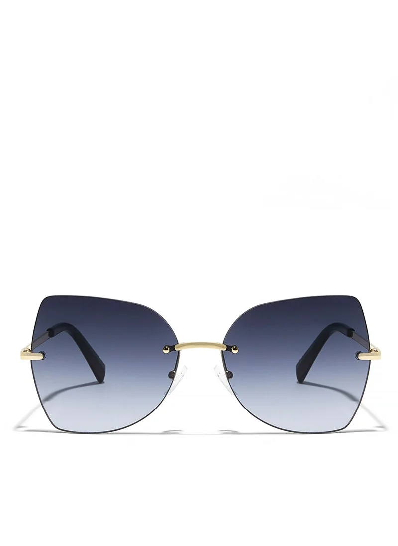 Blackout Naomi Women Gold Sunglasses - Frame Material: Metal - Frame Color: Gold-Lens Color: Gray - Full Rim