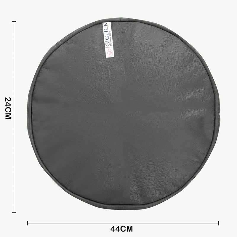 GIGLICK GIGLICK The Lotus Store Faux Leather Bean Bag with Beans Field Ready to Use Round Footstool Footrest Pouffe Grey Large 24cm x 44cm for Livingroom and Bedroom - Image 5