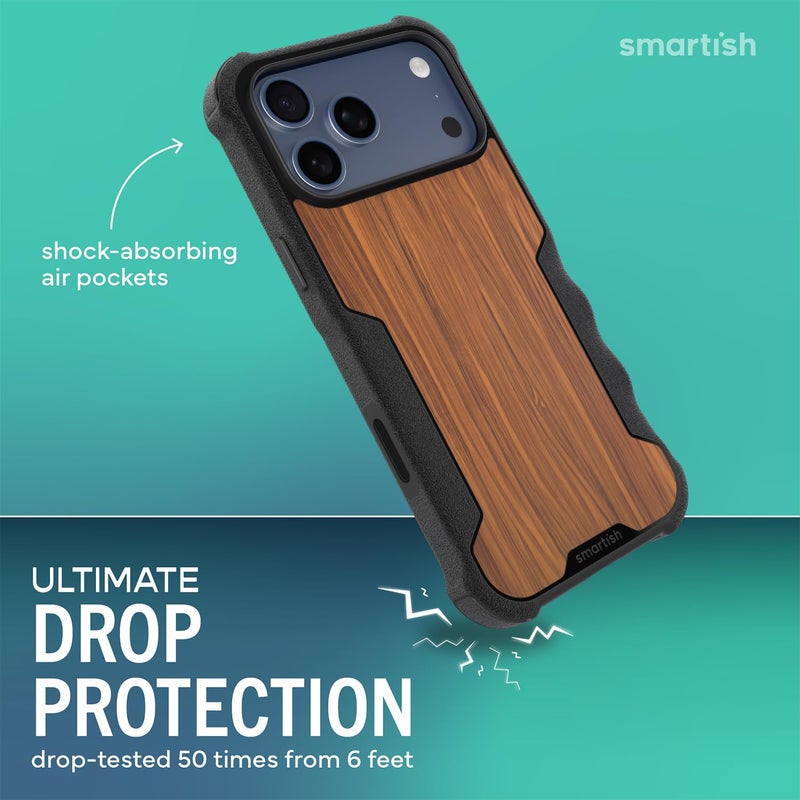 Smartish غطاء سمارتش® آيفون 17 برو ماكس ماغسيف - غطاء مغناطيسي واقي جريبزيلا للرجال [متين + قوي] درجة عسكرية مقاوم للصدمات - تم اختباره للسقوط لآيفون 17 برو ماكس - خشب الجوز - Image 2