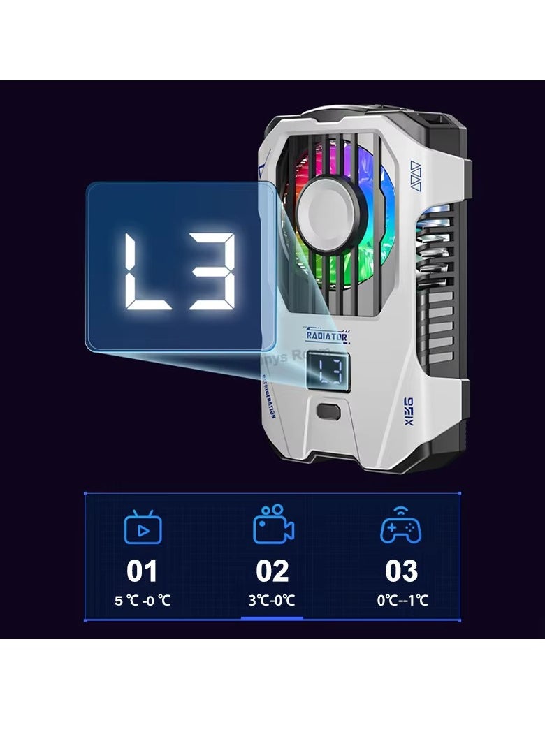 MOCOM - X136 Mobile Phone Cooler with 2500mAh Battery – 3-Speed Adjustable Semiconductor Cooling Fan Radiator for iPhone, Android, PUBG Gaming, and More - Image 1