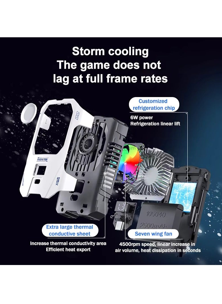 MOCOM - X136 Mobile Phone Cooler with 2500mAh Battery – 3-Speed Adjustable Semiconductor Cooling Fan Radiator for iPhone, Android, PUBG Gaming, and More - Image 1