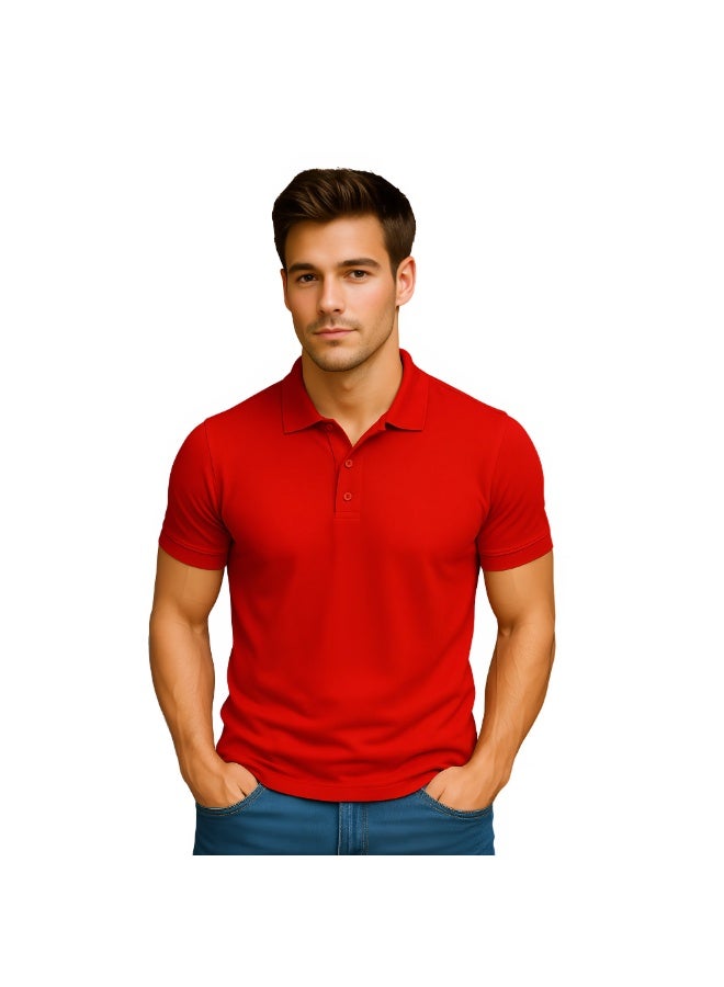برينت شوب فور مي تي شيرت بولو جولف رجالي بقصّة عادية وأكمام قصيرة من القطن الخالص، 220 جرام لكل متر مربع، ألوان أساسية - Image 1