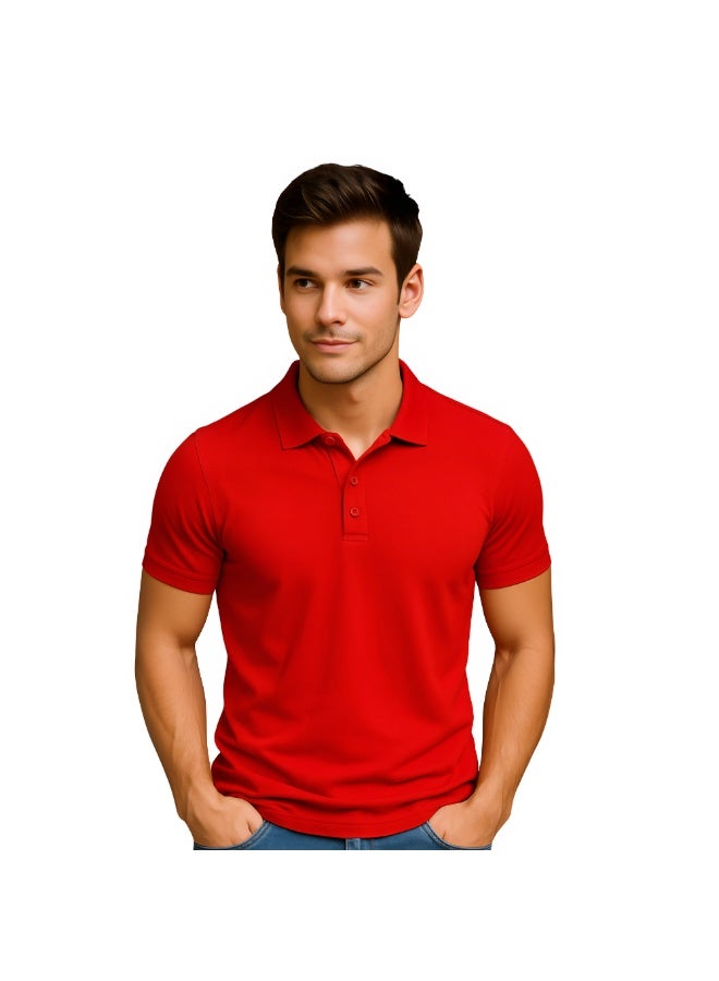 برينت شوب فور مي تي شيرت بولو جولف رجالي بقصّة عادية وأكمام قصيرة من القطن الخالص، 220 جرام لكل متر مربع، ألوان أساسية - Image 2