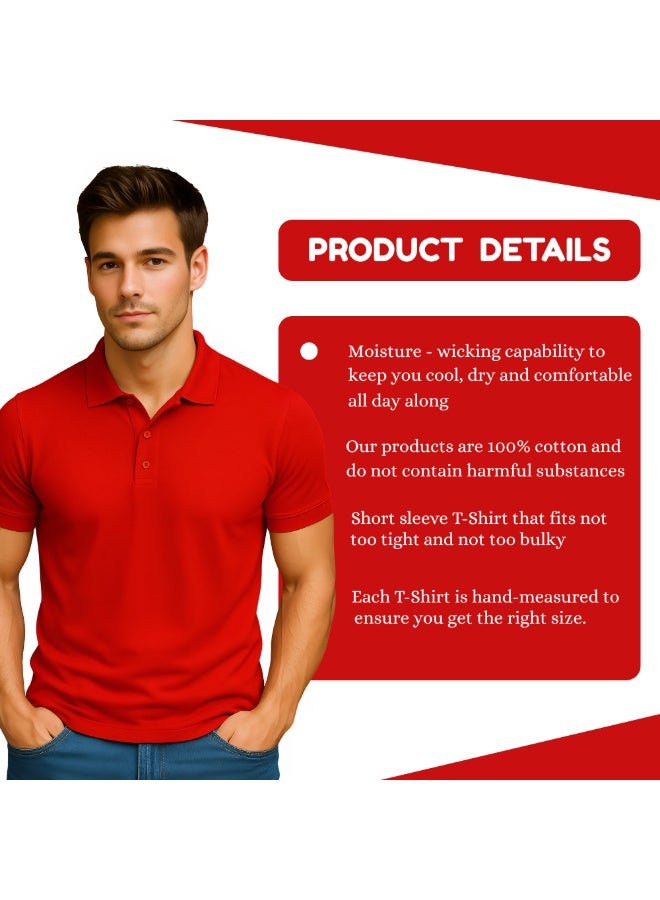 برينت شوب فور مي تي شيرت بولو جولف رجالي بقصّة عادية وأكمام قصيرة من القطن الخالص، 220 جرام لكل متر مربع، ألوان أساسية - Image 3