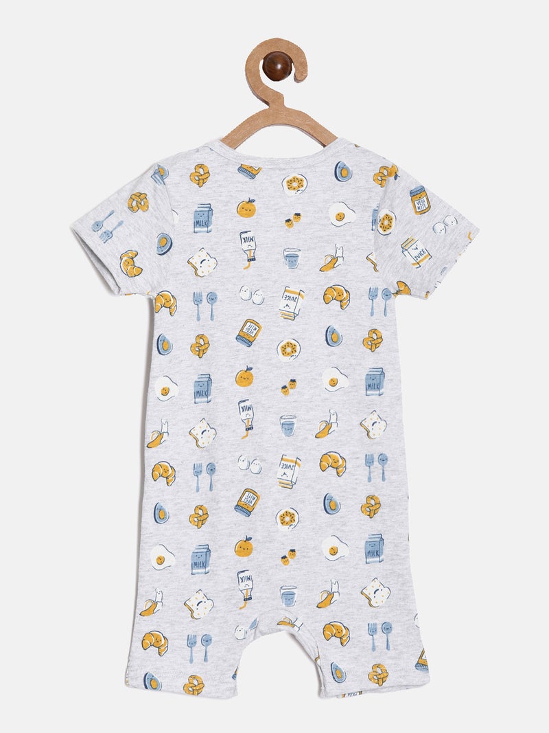 برون طقم رومبرز قطن عضوي مطبوع للأطفال الرضع من برون، رمادي وخردلي، قطعتين - Image 5