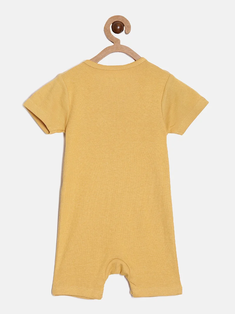 Broon Broon Infant Boys Grey and Mustard Printed Organic Cotton Rompers Pack of 2