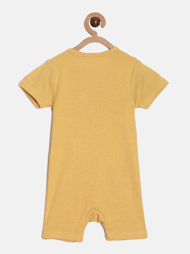 برون طقم رومبرز قطن عضوي مطبوع للأطفال الرضع من برون، رمادي وخردلي، قطعتين - Image 4