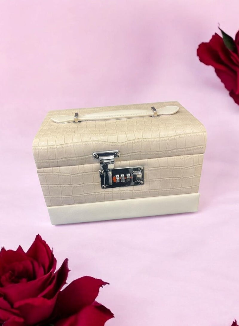 Jewelry Boxes for Women With Lock - Large 3 Layer Leather Jewelry Organizer Box - Jewelry Box for Rings, Earrings, Necklaces, Watches and More  - Image 2