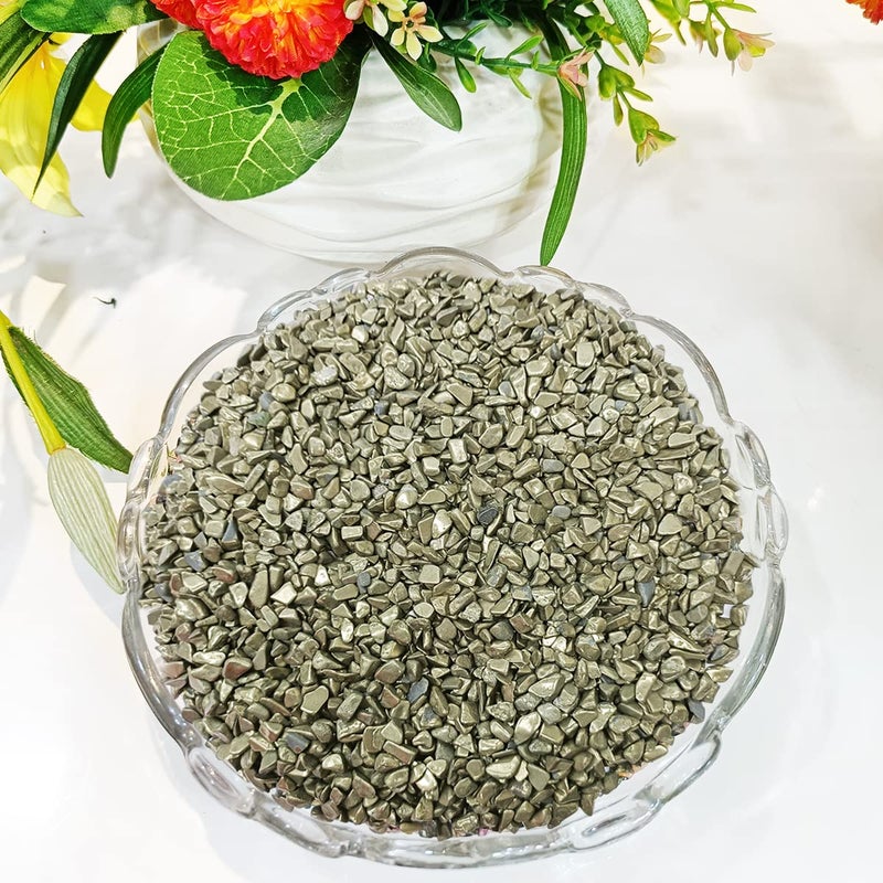Shubhanjali Shubhanjali Reiki Healing Pyrite Crystal Chips for Vastu 100 Gm Natural Gemstone Chips Stone for Home Decor Items Flower Pot Aquarium Fish Tank Jewellery Making  - Image 2