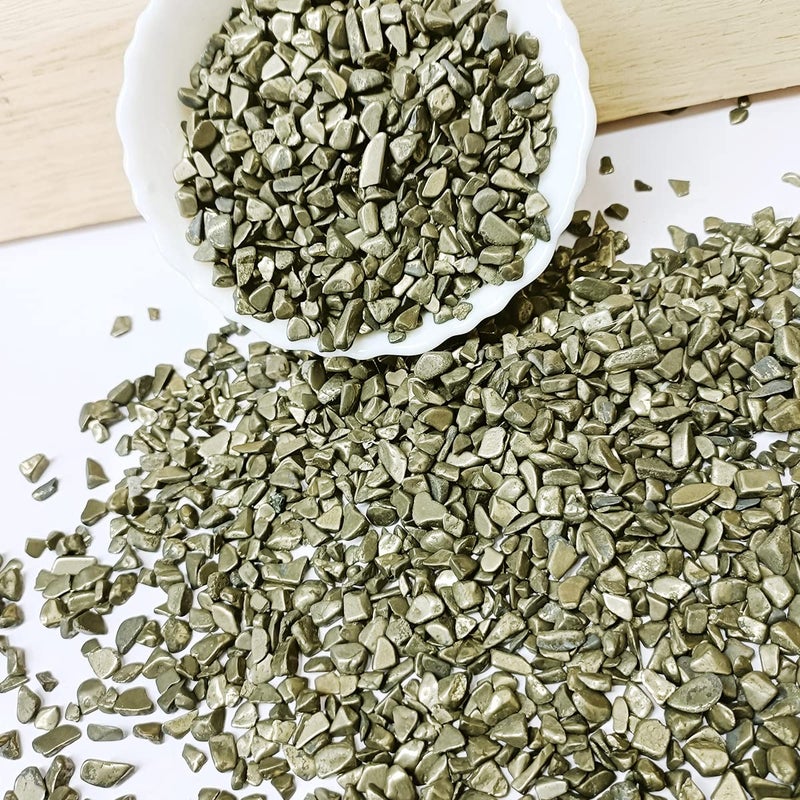 Shubhanjali Shubhanjali Reiki Healing Pyrite Crystal Chips for Vastu 100 Gm Natural Gemstone Chips Stone for Home Decor Items Flower Pot Aquarium Fish Tank Jewellery Making  - Image 4
