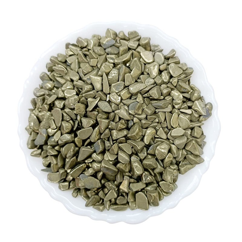 Shubhanjali Shubhanjali Reiki Healing Pyrite Crystal Chips for Vastu 100 Gm Natural Gemstone Chips Stone for Home Decor Items Flower Pot Aquarium Fish Tank Jewellery Making  - Image 3