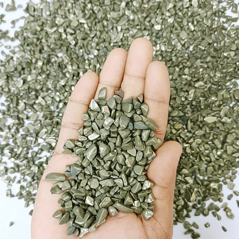 Shubhanjali Shubhanjali Reiki Healing Pyrite Crystal Chips for Vastu 100 Gm Natural Gemstone Chips Stone for Home Decor Items Flower Pot Aquarium Fish Tank Jewellery Making  - Image 5
