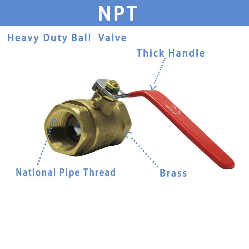 Sphagaceae 1/2 Ball Valve NPT Female Threaded Brass Ball Valve,600 WOG Full Port Forged Brass Body Ball Valve, US Standard Heavy-Duty Water Shut Off Valve-1/2 Inch (2-Pack) - Image 2