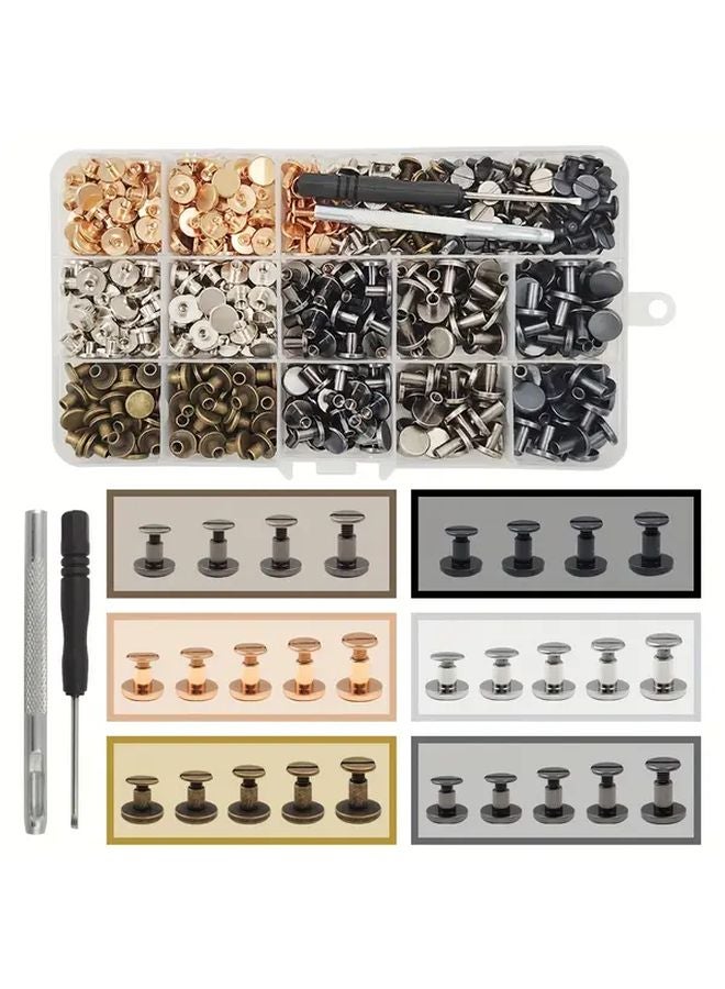 40 Sets Nickel Metal Solid Screw Nail Rivet Double Curved Head Belt Strap For Luggage Leather Craft - Image 2