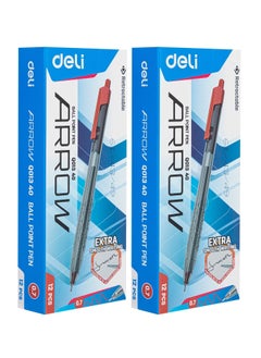 Deli 24-Piece Arrow Retractable Ballpoint Pen Set 0.7mm Tip Red Ink  - Image 1