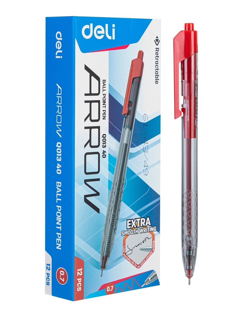 Deli 24-Piece Arrow Retractable Ballpoint Pen Set 0.7mm Tip Red Ink - Image 2