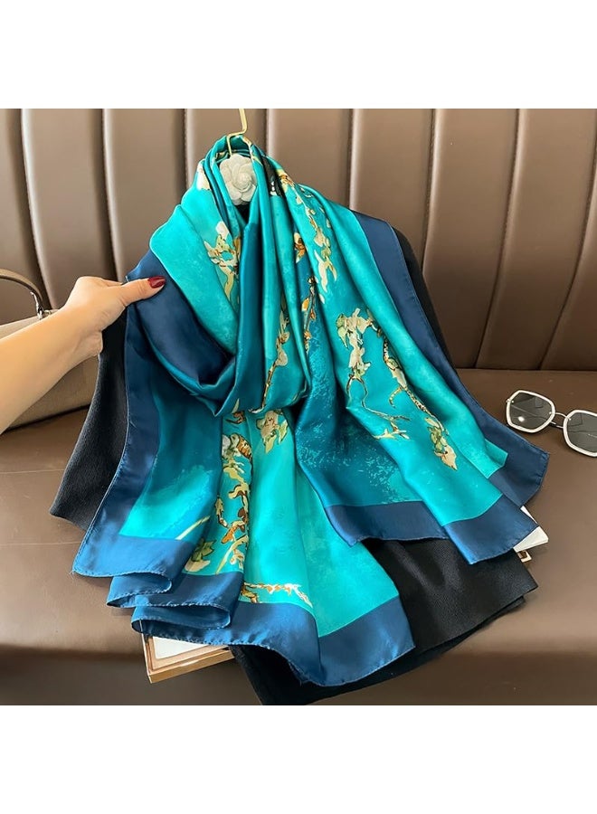 Women Silk Satin Long Scarf, Lightweight Soft Ladies Shawl Wrap 180×90cm - Image 3