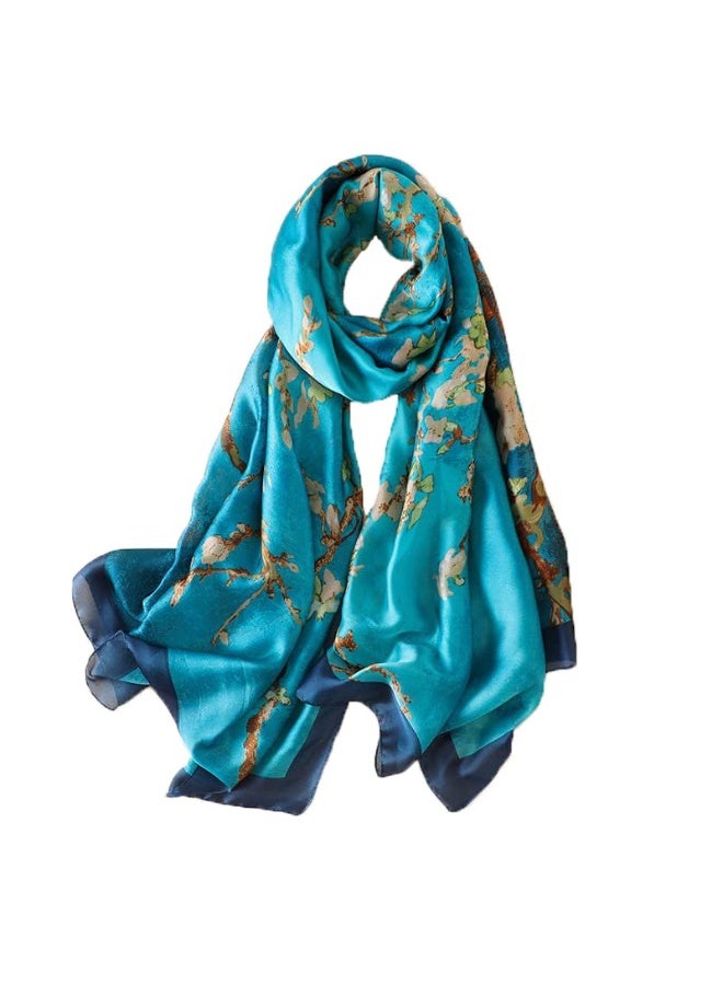 Women Silk Satin Long Scarf, Lightweight Soft Ladies Shawl Wrap 180×90cm - Image 1