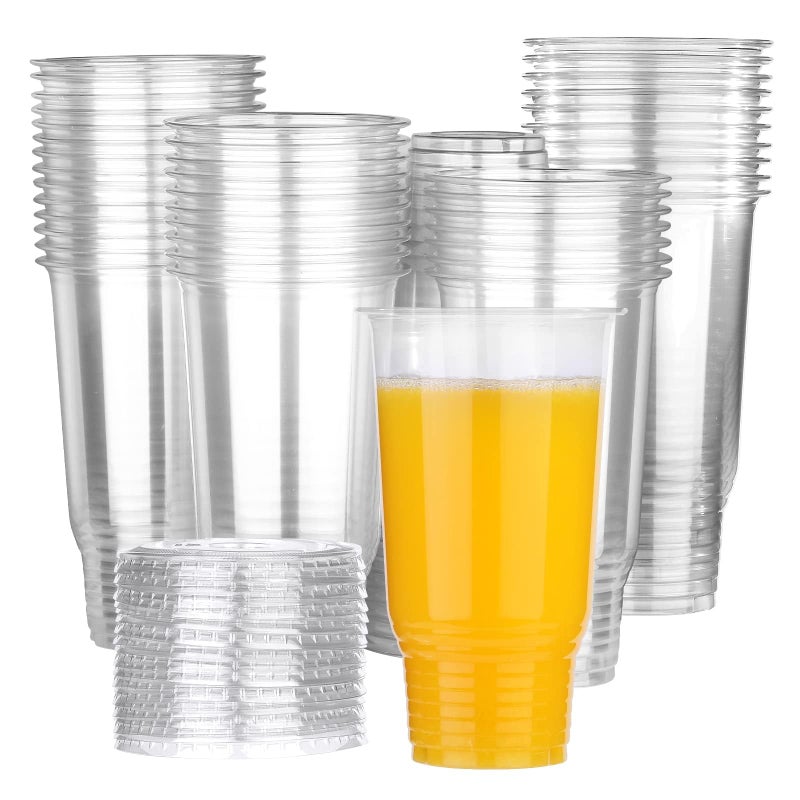 Giwrmu 9 oz 50 Count Clear Plastic Cups with Dome Lids Dessert cups Fruit Cups with Lids Transparent Party Cups Perfect for Picnic BBQ Party Travel and Events
