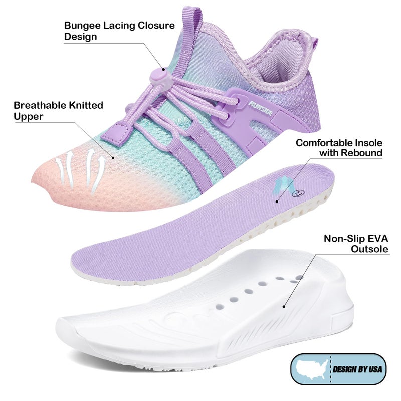 RUNSIDE Girls Tennis Shoes Lightweight Sports Kids Sneakers Lace-up for Running/Walking, Toddler/Little Kid/Big Kid Pink Purple - Image 5