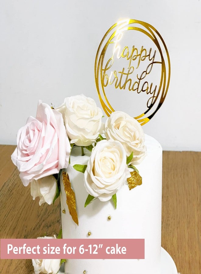 LetsCake 6-Pack Gold Cake Topper Set, Double-Sided Glitter, Acrylic Happy Birthday Cupcake Toppers, Birthday Decorations for Children or Adults. - Image 3